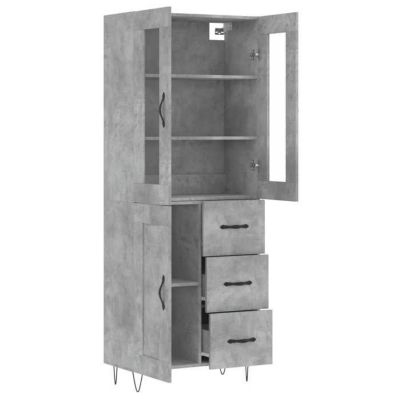 vidaXL Buffet haut Gris béton 69,5x34x180 cm Bois d'ingénierie 3198693