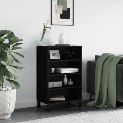 Commode Noir 60x36x103 Cm En Bois D'ingénierie - Neuve