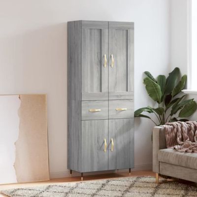 vidaXL Buffet haut Sonoma gris 69,5x34x180 cm Bois d'ingénierie 3199863