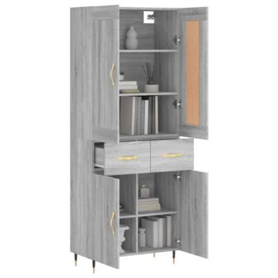 vidaXL Buffet haut Sonoma gris 69,5x34x180 cm Bois d'ingénierie 3199863