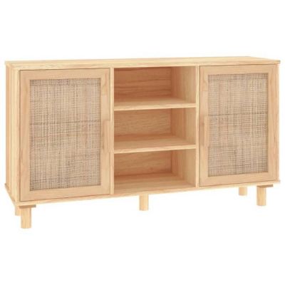 vidaXL Buffet Marron 105x30x60 cm Bois de pin massif et rotin naturel 345641