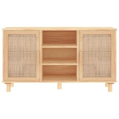 vidaXL Buffet Marron 105x30x60 cm Bois de pin massif et rotin naturel 345641