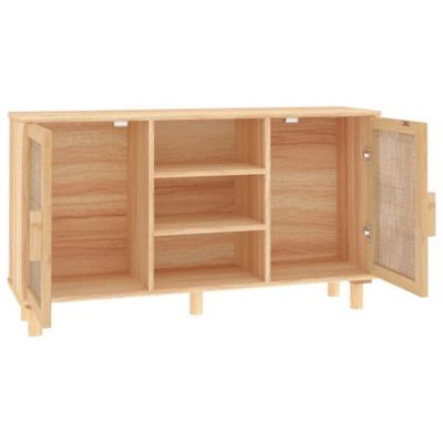 vidaXL Buffet Marron 105x30x60 cm Bois de pin massif et rotin naturel 345641