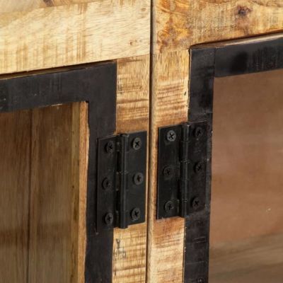 vidaXL Buffet Marron et noir 160x30x80 cm Bois de manguier solide brut