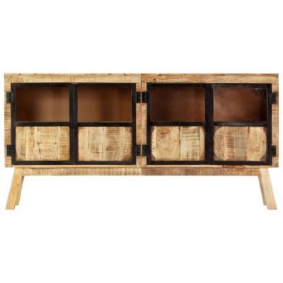 vidaXL Buffet Marron et noir 160x30x80 cm Bois de manguier solide brut