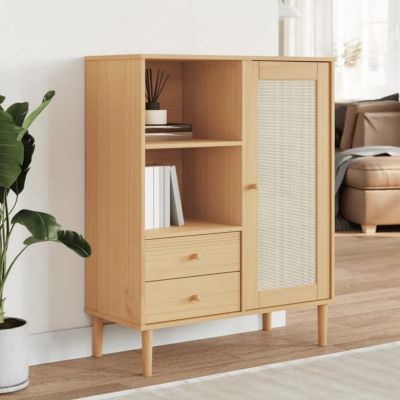 vidaXL Buffet SENJA aspect rotin marron 90x40x112cm bois massif de pin 358055