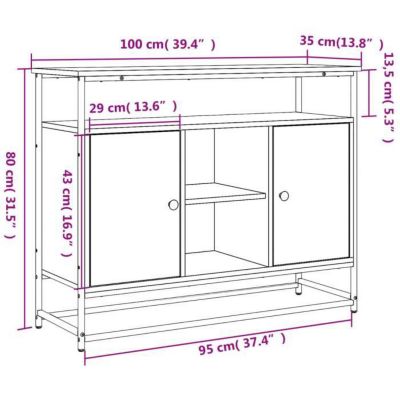 vidaXL Buffet sonoma gris 100x35x80 cm bois d'ingénierie 835542