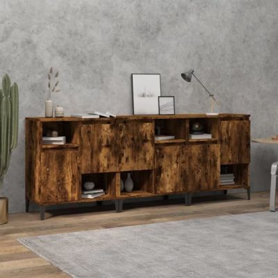vidaXL Buffets 3 pcs chêne fumé 60x35x70 cm bois d'ingénierie 3185748