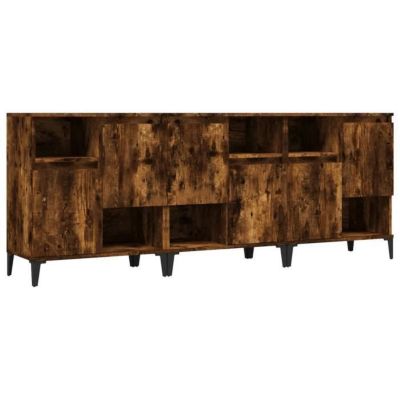 vidaXL Buffets 3 pcs chêne fumé 60x35x70 cm bois d'ingénierie 3185748
