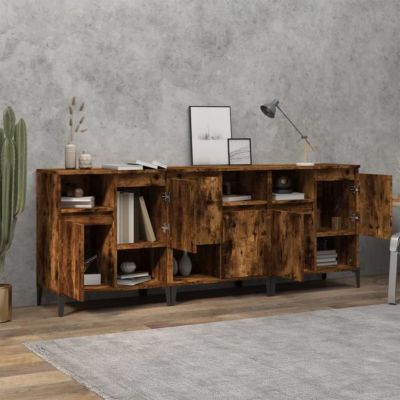 vidaXL Buffets 3 pcs chêne fumé 60x35x70 cm bois d'ingénierie 3185748