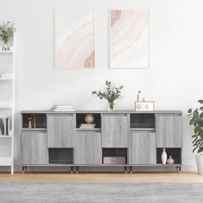 vidaXL Buffets 3 pcs Sonoma gris Bois d'ingénierie 3190147