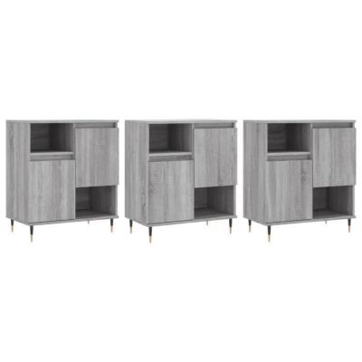 vidaXL Buffets 3 pcs Sonoma gris Bois d'ingénierie 3190147