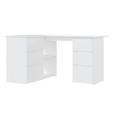 vidaXL Bureau d'angle Blanc 145x100x76 cm Aggloméré