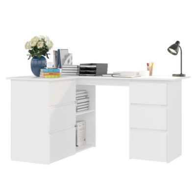 vidaXL Bureau d'angle Blanc 145x100x76 cm Aggloméré
