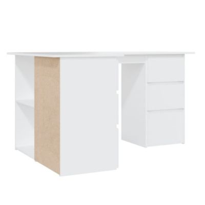 vidaXL Bureau d'angle Blanc 145x100x76 cm Aggloméré