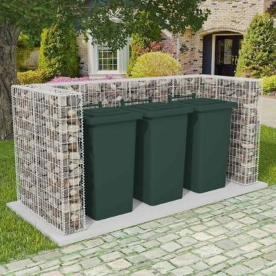 Cadre à Gabion Triple Pour Poubelles 250x100x120 Cm - Panier à Pierres VidaXL - Neuf