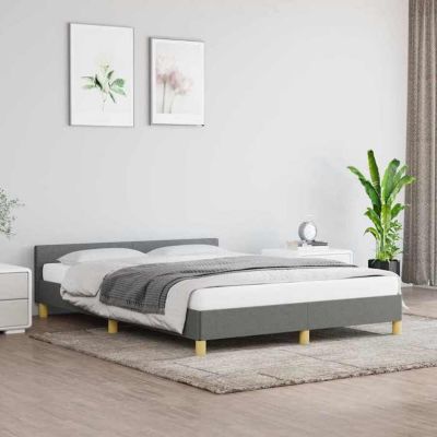 vidaXL Cadre de lit avec tête de lit Gris clair 140x190 cm Tissu