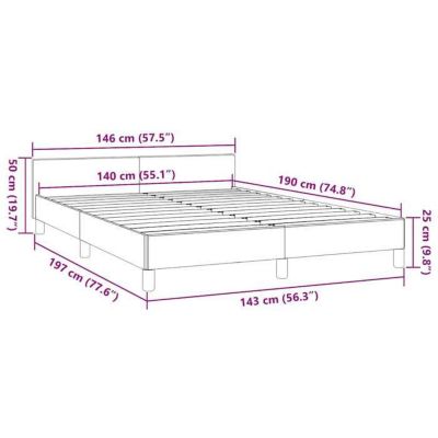 vidaXL Cadre de lit avec tête de lit Gris clair 140x190 cm Tissu