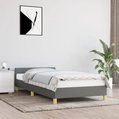 vidaXL Cadre de Lit avec Tête de Lit Sommier à Lattes Lit Rembourré Cadre à Lattes Lit Simple Adulte Chambre Intérieur Gris 347384