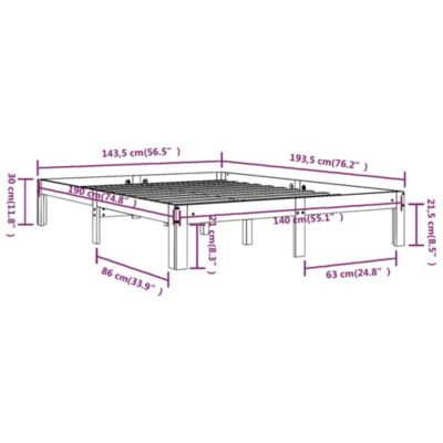vidaXL Cadre de lit Bois de pin massif 140x190 cm 810345
