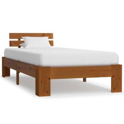 vidaXL Cadre de lit Marron miel Bois de pin massif 90 x 200 cm