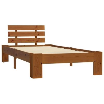 vidaXL Cadre de lit Marron miel Bois de pin massif 90 x 200 cm