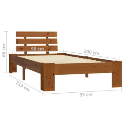 vidaXL Cadre de lit Marron miel Bois de pin massif 90 x 200 cm