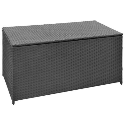 vidaXL Caisse de Stockage de Jardin Poly Rotin Noir Banc Boîte de Rangement 42498
