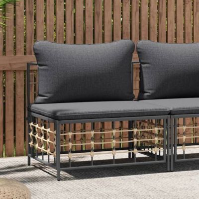 vidaXL Canapé central de jardin avec coussin gris foncé résine tressée, canapé de jardin, siège de jardin, siège 364135