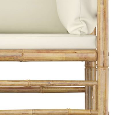 vidaXL Canapé d'angle de jardin avec coussins blanc crème Bambou 313145