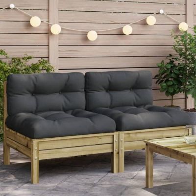 vidaXL Canapé de Jardin sans Accoudoirs et Coussins 2 pcs, Sièges avec Dossier, Meubles de Terrasse Patio Arrière-cour 838164