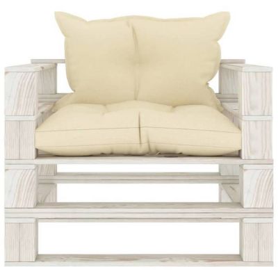 vidaXL Canapé palette de jardin avec coussins crème Bois 3052444