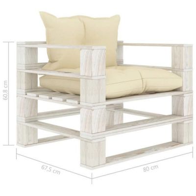 vidaXL Canapé palette de jardin avec coussins crème Bois 3052444