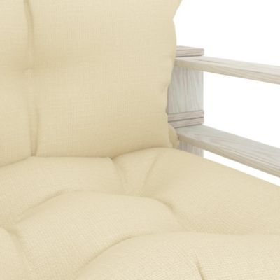 vidaXL Canapé palette de jardin avec coussins crème Bois 3052444