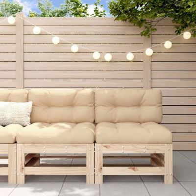 vidaXL Canapés centraux avec coussins 2 pcs bois de pin massif, canapé de jardin, siège de jardin, siège d'extérieur, canapé 82568