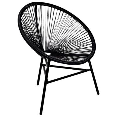 vidaXL Chaise de jardin forme de lune Résine tressée Noir