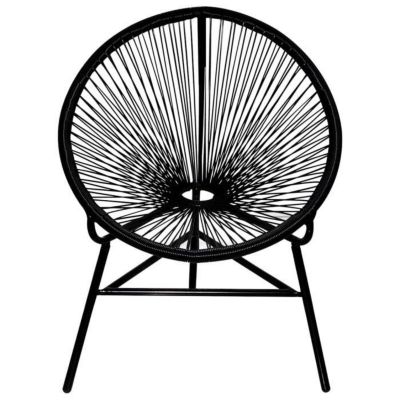 vidaXL Chaise de jardin forme de lune Résine tressée Noir