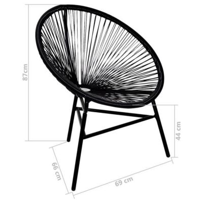 vidaXL Chaise de jardin forme de lune Résine tressée Noir