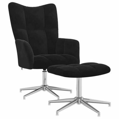 VidaXL Chaise De Relaxation Noir Tissu - Fauteuil Confortable Salon Avec Accoudoirs Et Rembourrage Épais