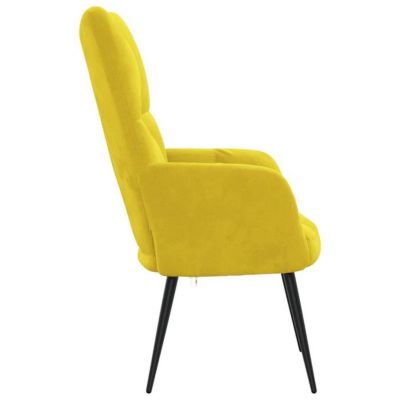 Fauteuil De Détente En Velours Jaune Moutarde - Chaise Relaxation Salon - Design Moderne - Dimensions 70x61x96,5 Cm - Capacité 110 Kg