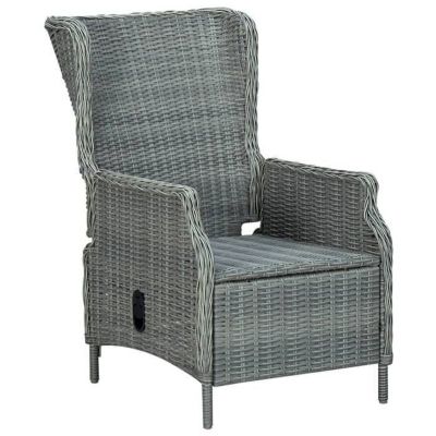 vidaXL Chaise inclinable de jardin tabouret Résine tressée Gris clair