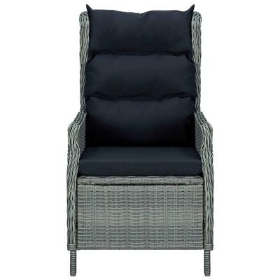 vidaXL Chaise inclinable de jardin tabouret Résine tressée Gris clair