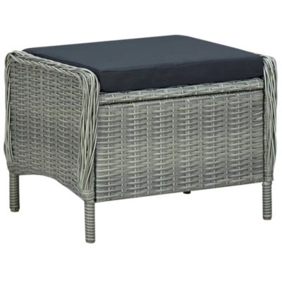 vidaXL Chaise inclinable de jardin tabouret Résine tressée Gris clair