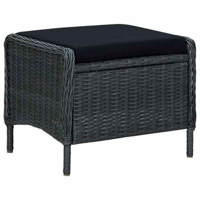 vidaXL Chaise inclinable de jardin tabouret Résine tressée Gris foncé