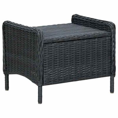 vidaXL Chaise inclinable de jardin tabouret Résine tressée Gris foncé