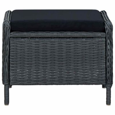 vidaXL Chaise inclinable de jardin tabouret Résine tressée Gris foncé