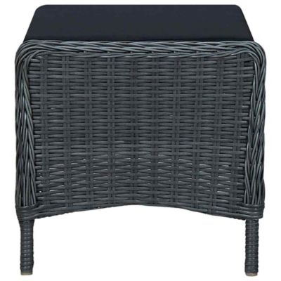 vidaXL Chaise inclinable de jardin tabouret Résine tressée Gris foncé