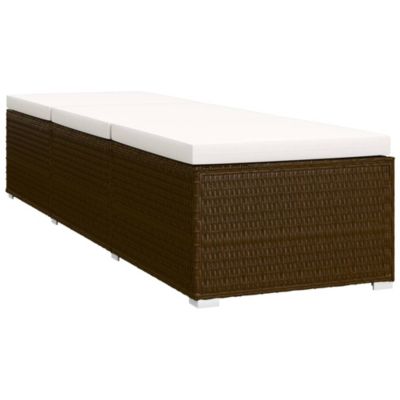 vidaXL Chaise longue avec coussin et table à thé Résine tressée Marron