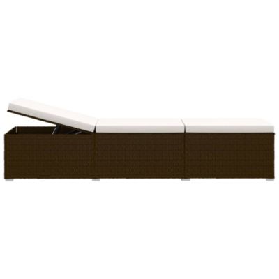 vidaXL Chaise longue avec coussin et table à thé Résine tressée Marron