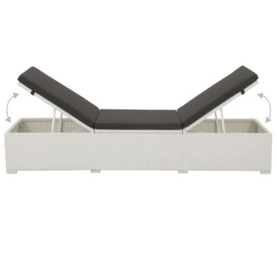 vidaXL Chaise longue avec coussin Résine tressée Blanc